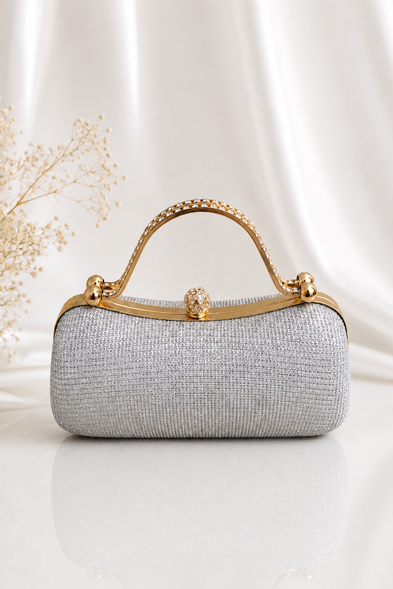 Peokott, hõbe (clutch) Peokott, hõbe (clutch), otsevaade