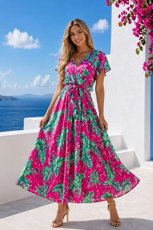 Suvine kleit Emilia, roosa Suvekleit Emilia, roosa, lilleline, otsevaade